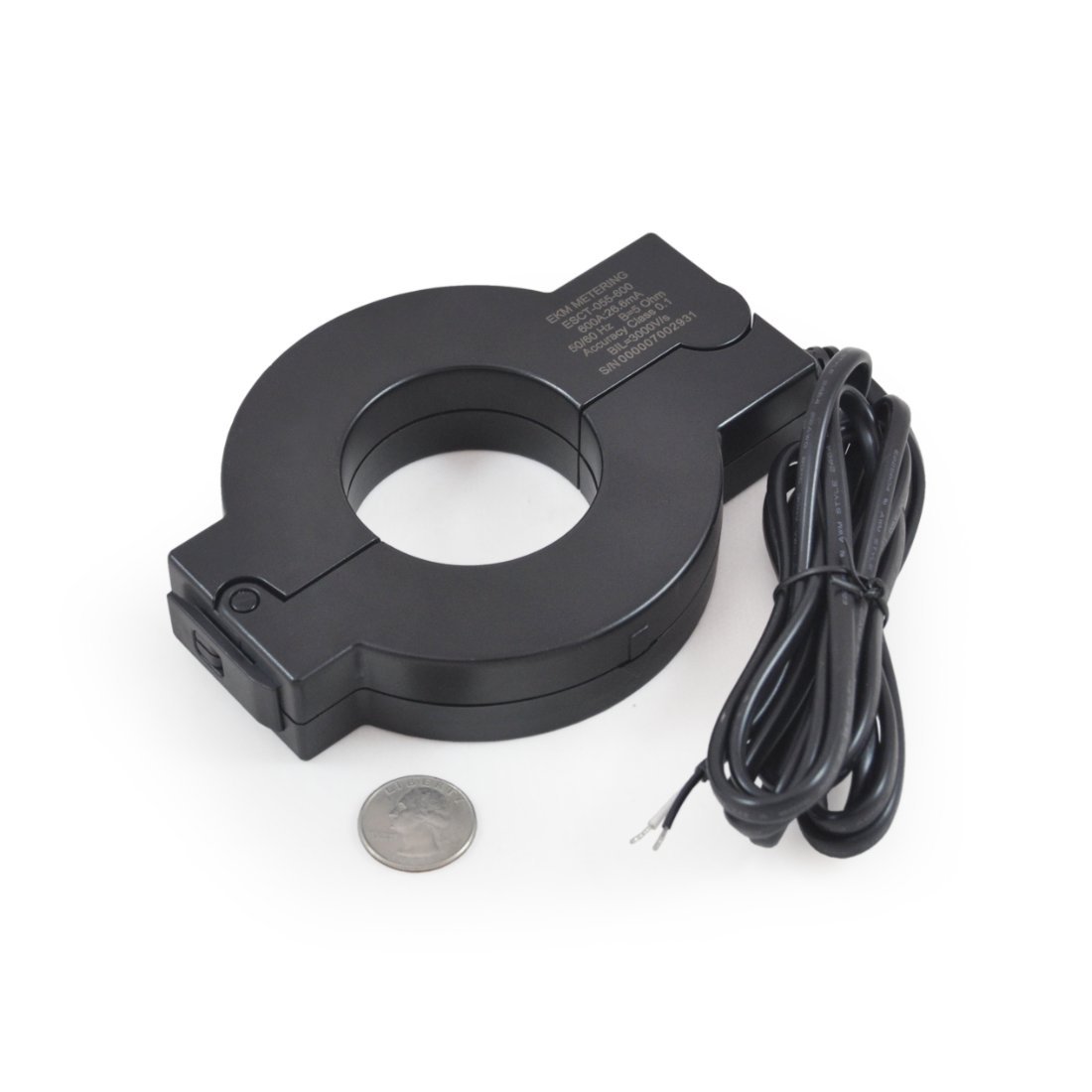 Split-Core Current Transformer, 600A, 600A:26.6mA, 55mm (2.17") Hole Diameter, ESCT-055-600UL