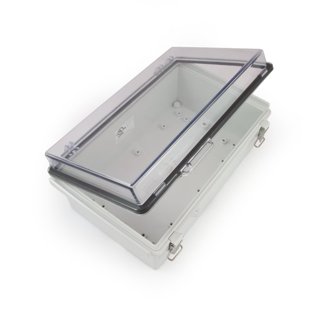 Watertight Enclosure with Hinged and Latching Lid - UL Listed - Medium Size - 17cm x 27cm x 11cm